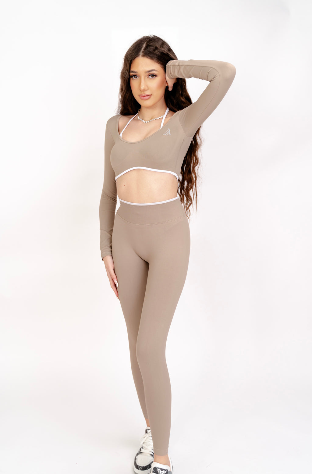 Set 2 piese Eclipse Nude Cappuccino - Top si Colanți