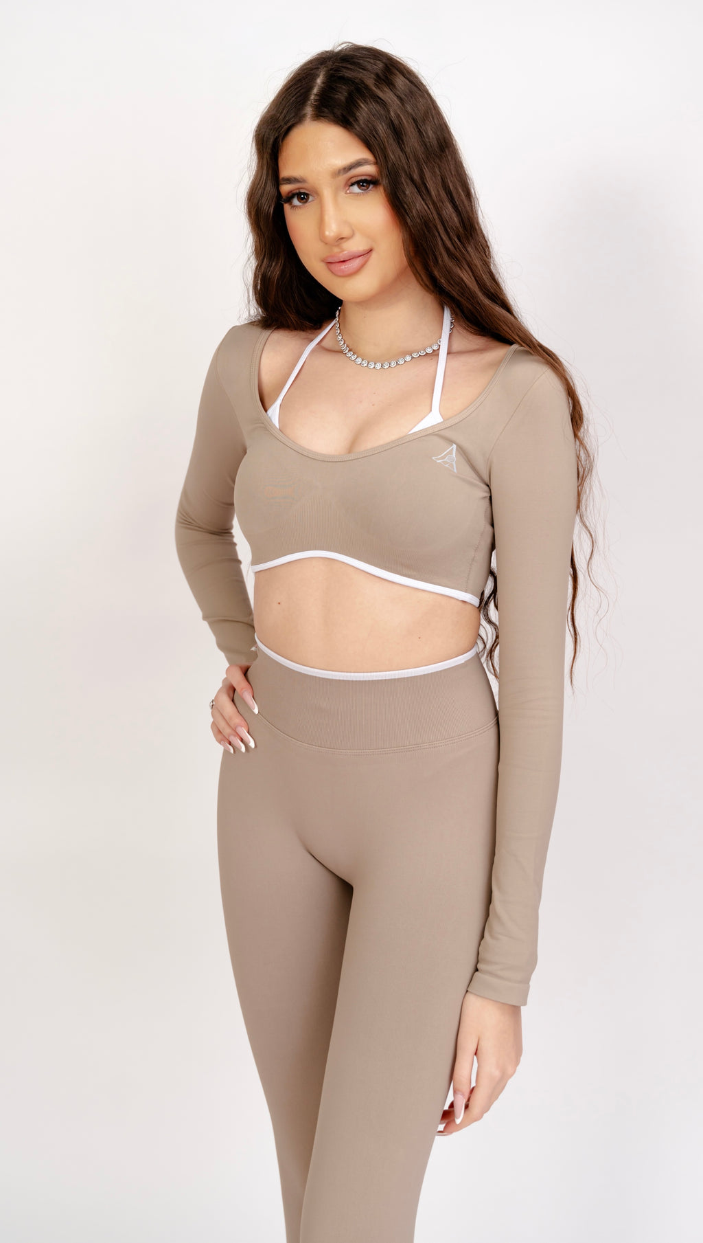 Set 2 piese Eclipse Nude Cappuccino - Top si Colanți