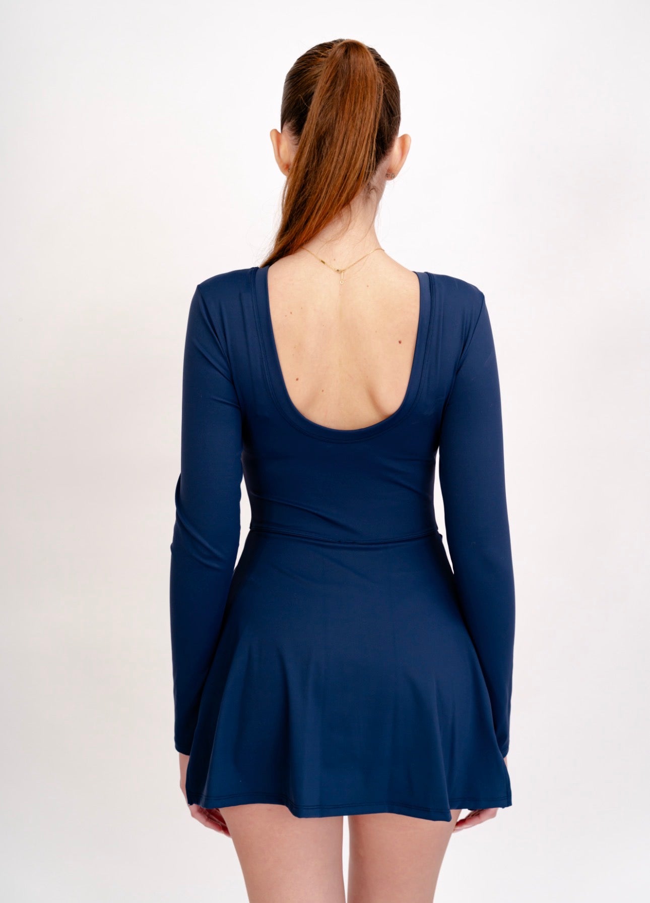 Salopetă sport cu efect de fustă – design 2 în 1, mânecă lungă - Midnight Blue